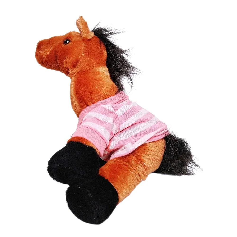 Webkinz Ganz Brown Horse Plush‎ Toy Stuffed Animal Pink Striped Shirt Button Up
